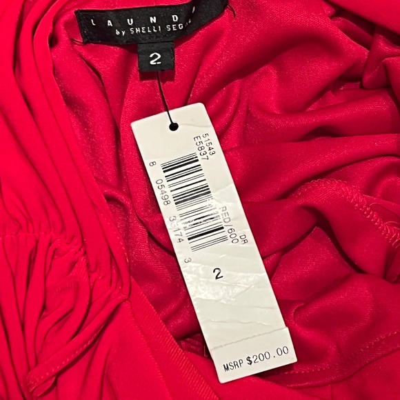 Laundry by Shelli Segal Deep V-Neck, Open Back, High-Low Hem Red Dress - Picture 5 of 5